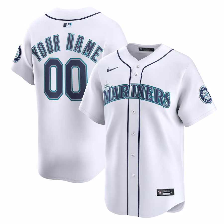 Youth Seattle Mariners Nike White Home Custom Limited Jersey