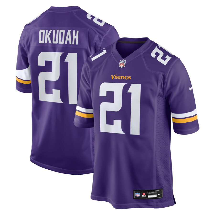 Men's Minnesota Vikings Jeff Okudah Nike Purple Team Game Jersey