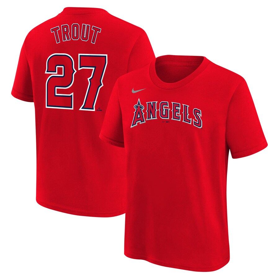 Youth Los Angeles Angels Mike Trout Nike Red Home Player Name & Number T-Shirt