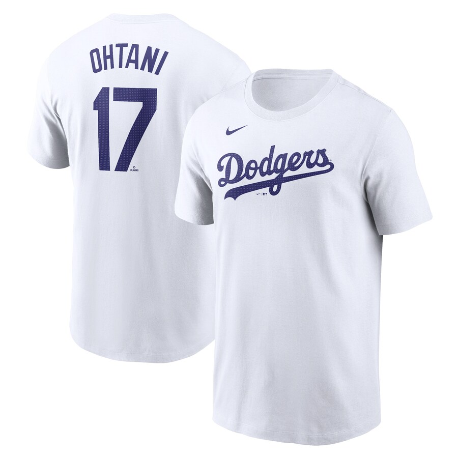 Men's Los Angeles Dodgers Shohei Ohtani Nike White 2024 Fuse Name & Number T-Shirt