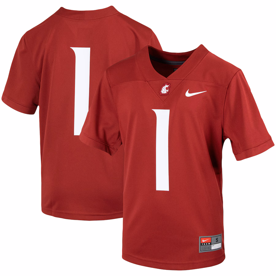 Youth Nike #1 Crimson Washington State Cougars Untouchable Football Jersey