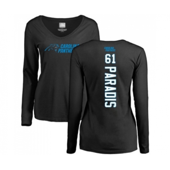 Football Women's Carolina Panthers #61 Matt Paradis Black Backer Slim Fit Long Sleeve T-Shirt