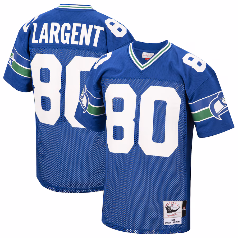 Men's Seattle Seahawks 1985 Steve Largent Mitchell & Ness Royal Authentic Throwback Retired Player Jersey