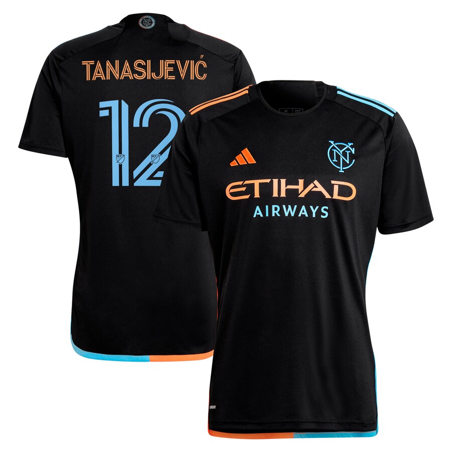 Men's New York City FC Strahinja Tanasijevic adidas Black 2024 24/7 Kit Replica Player Jersey