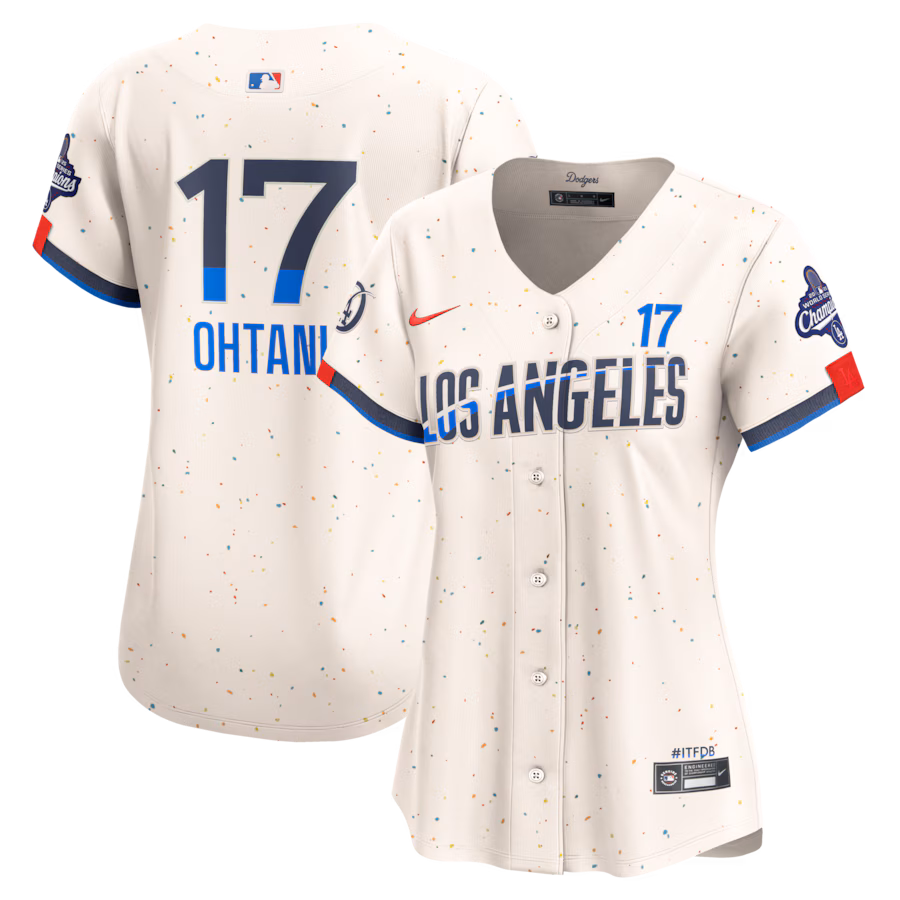 Women's Los Angeles Dodgers Shohei Ohtani Nike Cream 2025 World Series Champions Home Limited Jersey