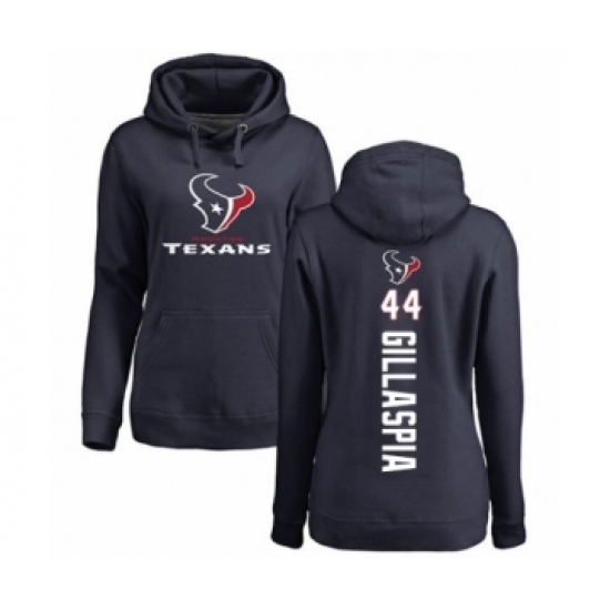 Football Women's Houston Texans #44 Cullen Gillaspia Navy Blue Backer Pullover Hoodie