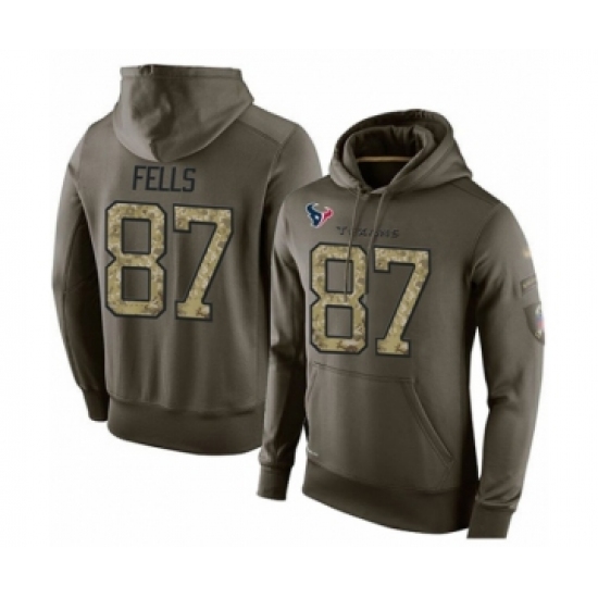 Football Men's Houston Texans #87 Darren Fells Green Salute To Service Pullover Hoodie