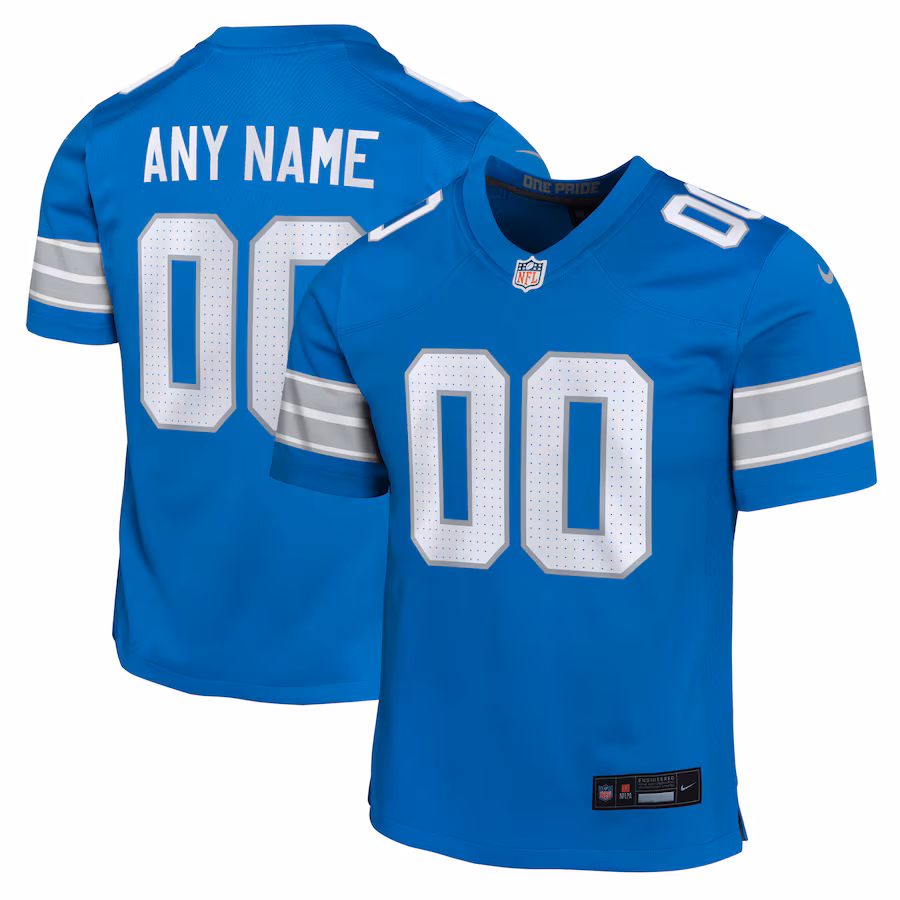 Youth Detroit Lions Nike Blue Custom Game Jersey