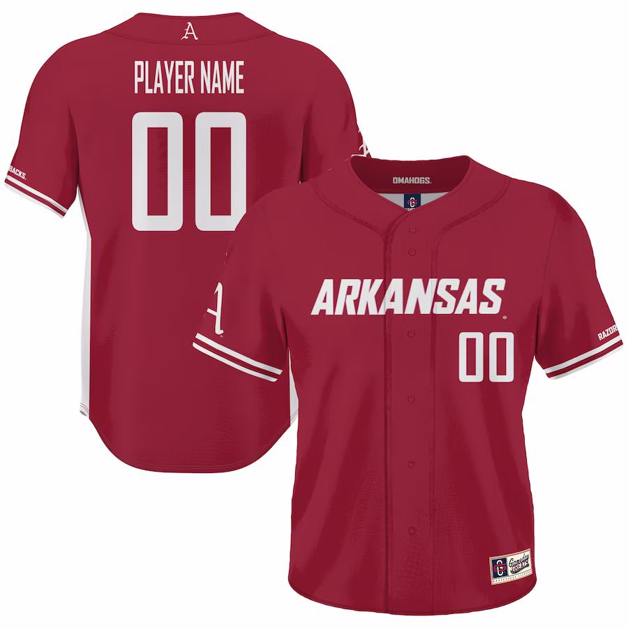 Arkansas Razorbacks GameDay Greats NIL Pick-A-Player Lightweight Baseball Jersey - Cardinal