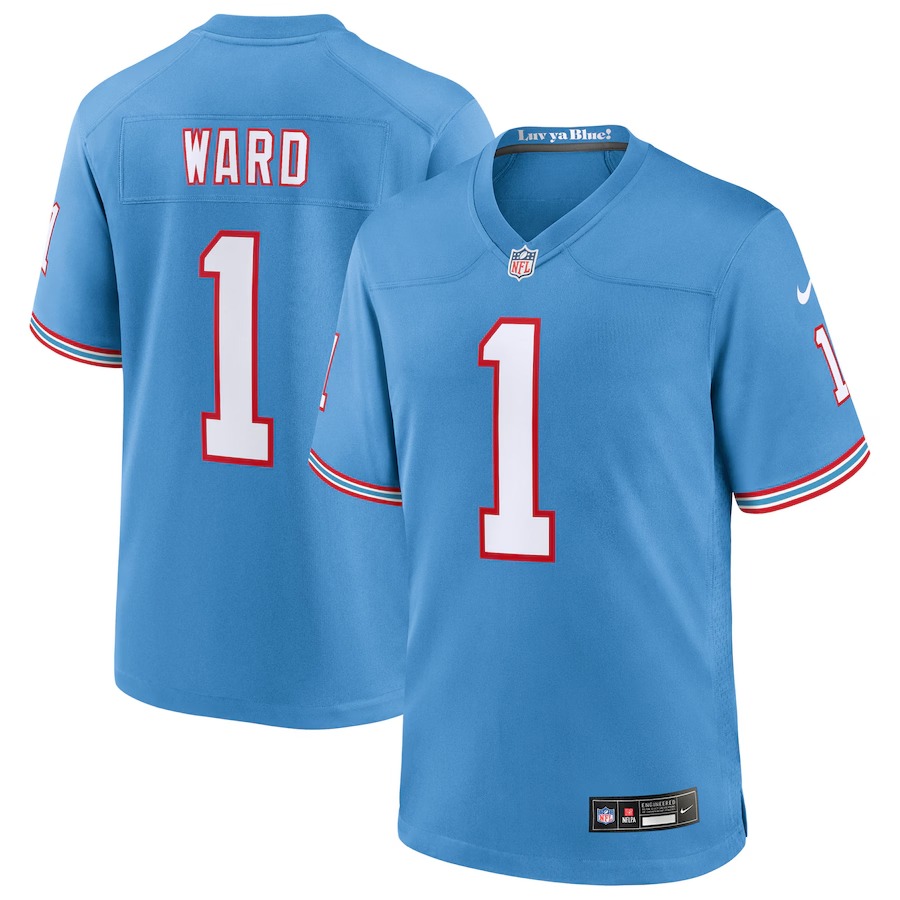 Men's Tennessee Titans Cameron Ward Nike Light Blue 2025 NFL Draft First Round Pick 2nd Alternate Game Jersey