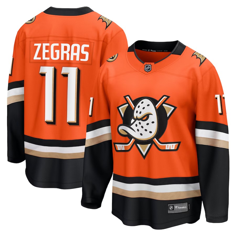 Men's Anaheim Ducks Trevor Zegras Fanatics Orange Home Premier Breakaway Player Jersey