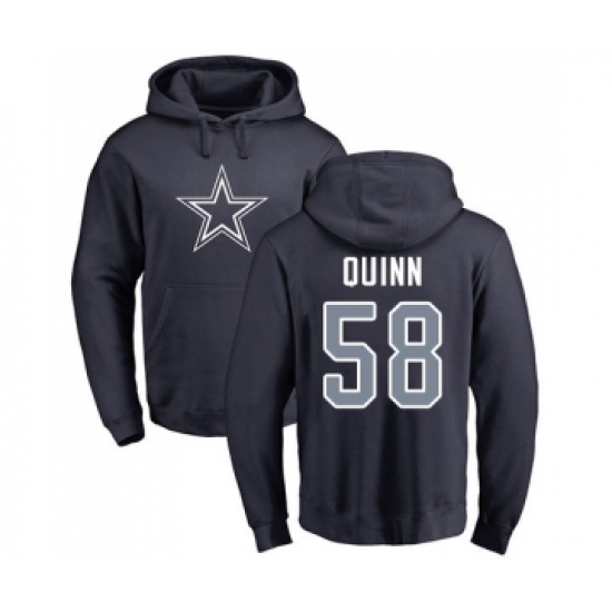 Football Dallas Cowboys #58 Robert Quinn Navy Blue Name & Number Logo Pullover Hoodie
