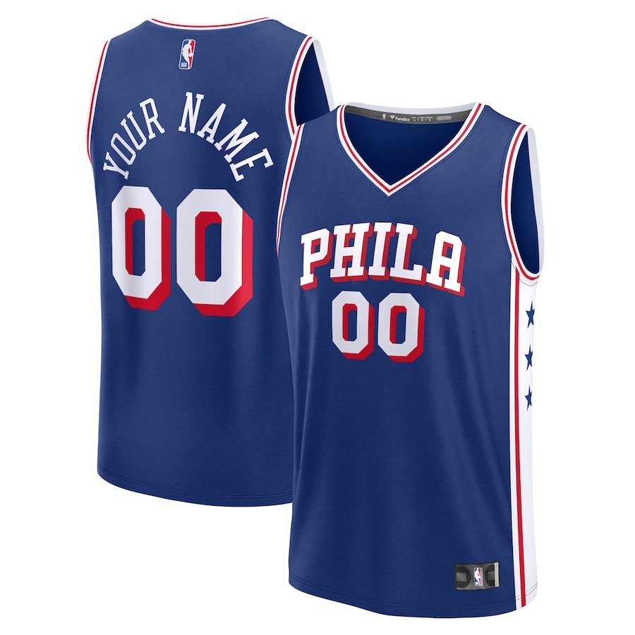 Youth Philadelphia 76ers Fanatics Blue Fast Break Custom Replica Jersey - Icon Edition