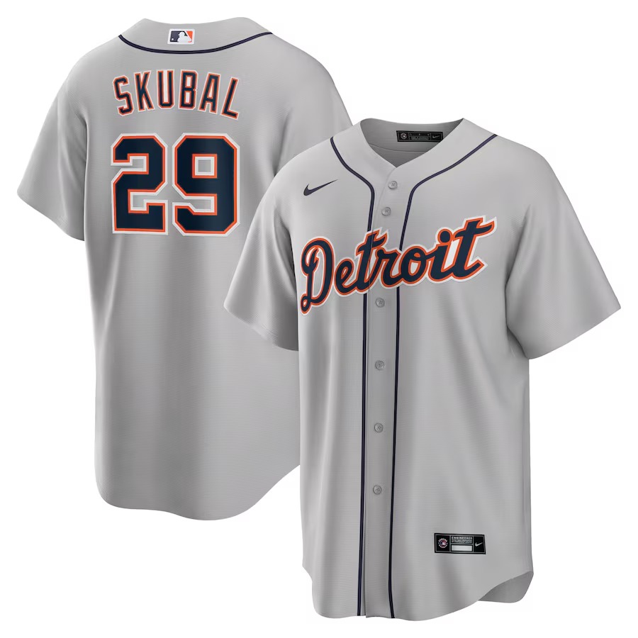 Men's Detroit Tigers Tarik Skubal Nike Gray Road Replica Jersey