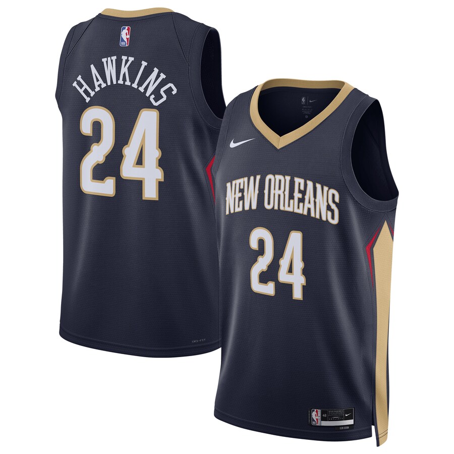 Unisex New Orleans Pelicans Jordan Hawkins Nike Navy Swingman Jersey - Icon Edition