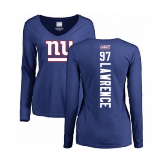Football Women's New York Giants #97 Dexter Lawrence Royal Blue Backer Long Sleeve T-Shirt