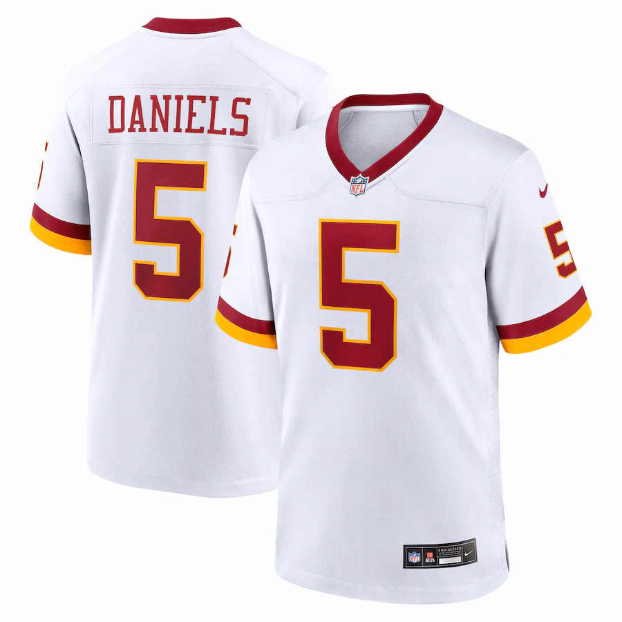 Men's Washington Commanders Jayden Daniels Nike White Game Super Bowl Era Jersey
