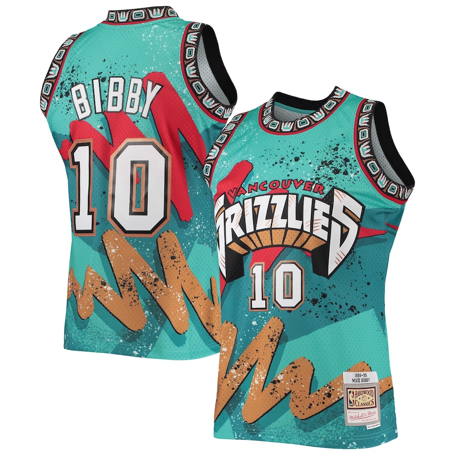 Men's Vancouver Grizzlies Mike Bibby Mitchell & Ness Teal Hardwood Classics 1998/99 Hyper Hoops Swingman Jersey