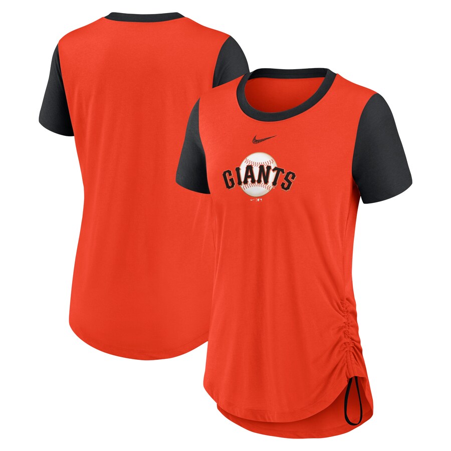 Women's San Francisco Giants Nike Orange Hipster Swoosh Cinched Tri-Blend Performance Fashion T-Shirt