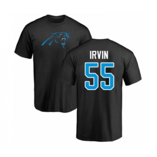 Football Carolina Panthers #55 Bruce Irvin Black Name & Number Logo T-Shirt