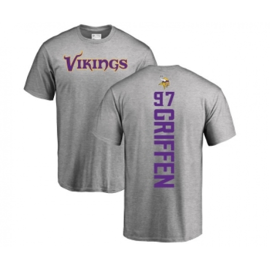 Football Minnesota Vikings #97 Everson Griffen Ash Backer T-Shirt