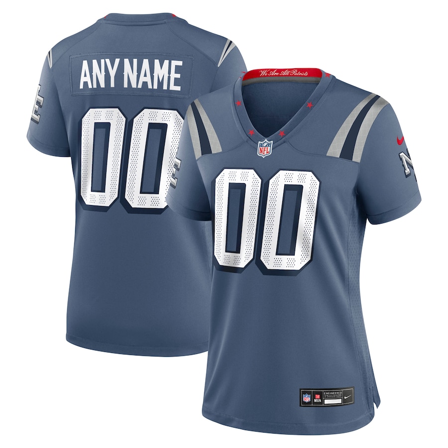 Women's New England Patriots Nike Storm Blue 2025 Rivalries Collection Custom Game Jersey