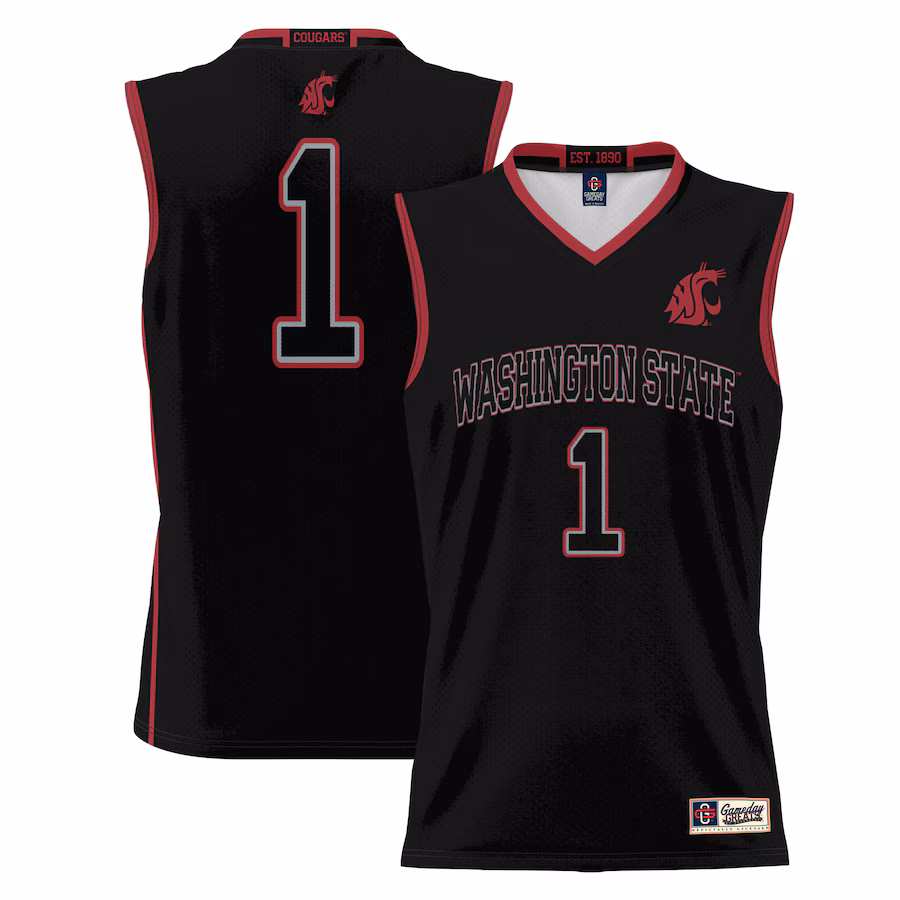 #1  Washington State Cougars GameDay Greats  Lightweight Basketball Jersey - Black