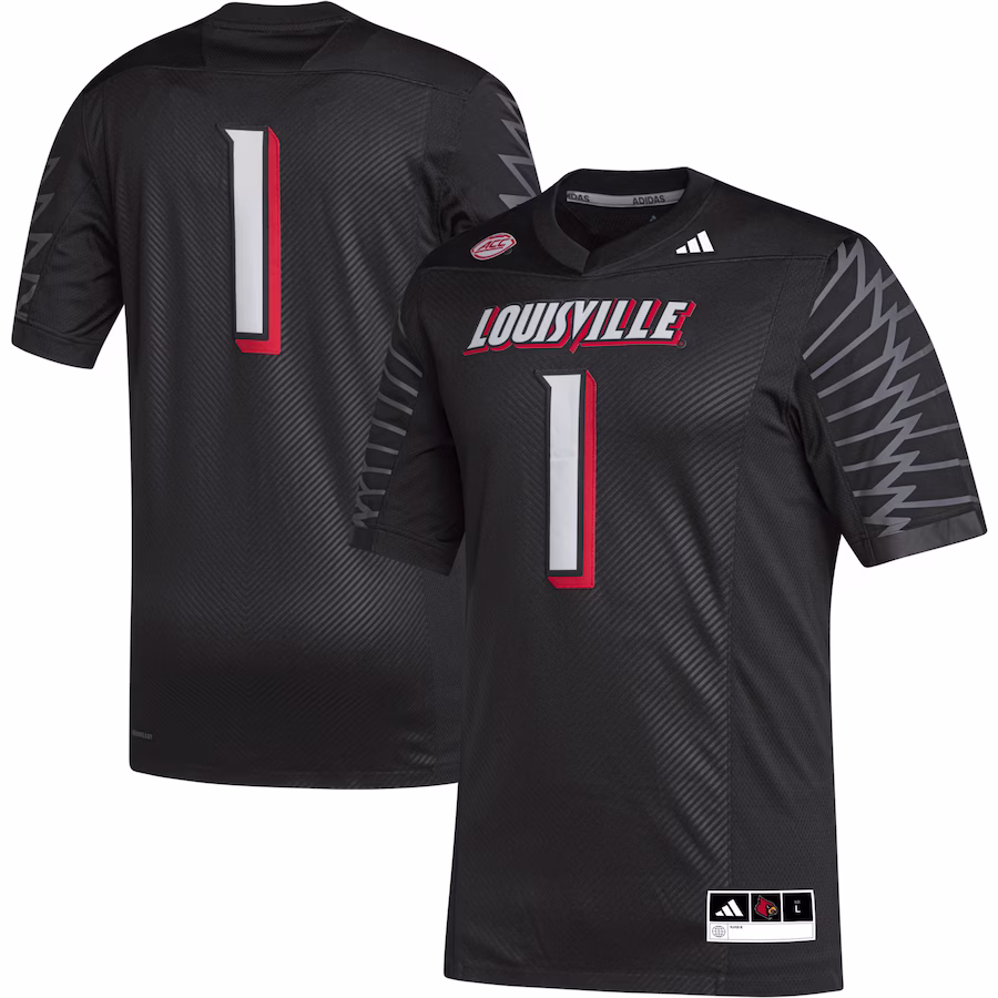 #1 Louisville Cardinals adidas Premier Football Jersey - Black