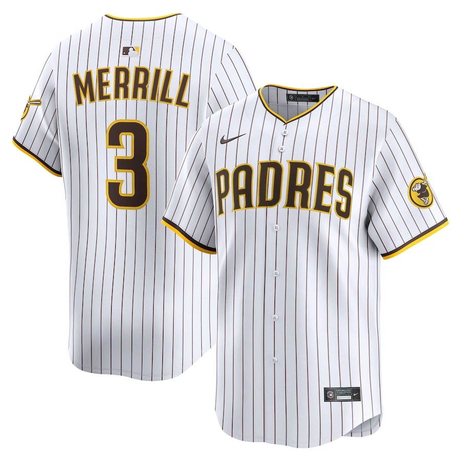 Men's San Diego Padres Jackson Merrill Nike White Home Limited Player Jersey