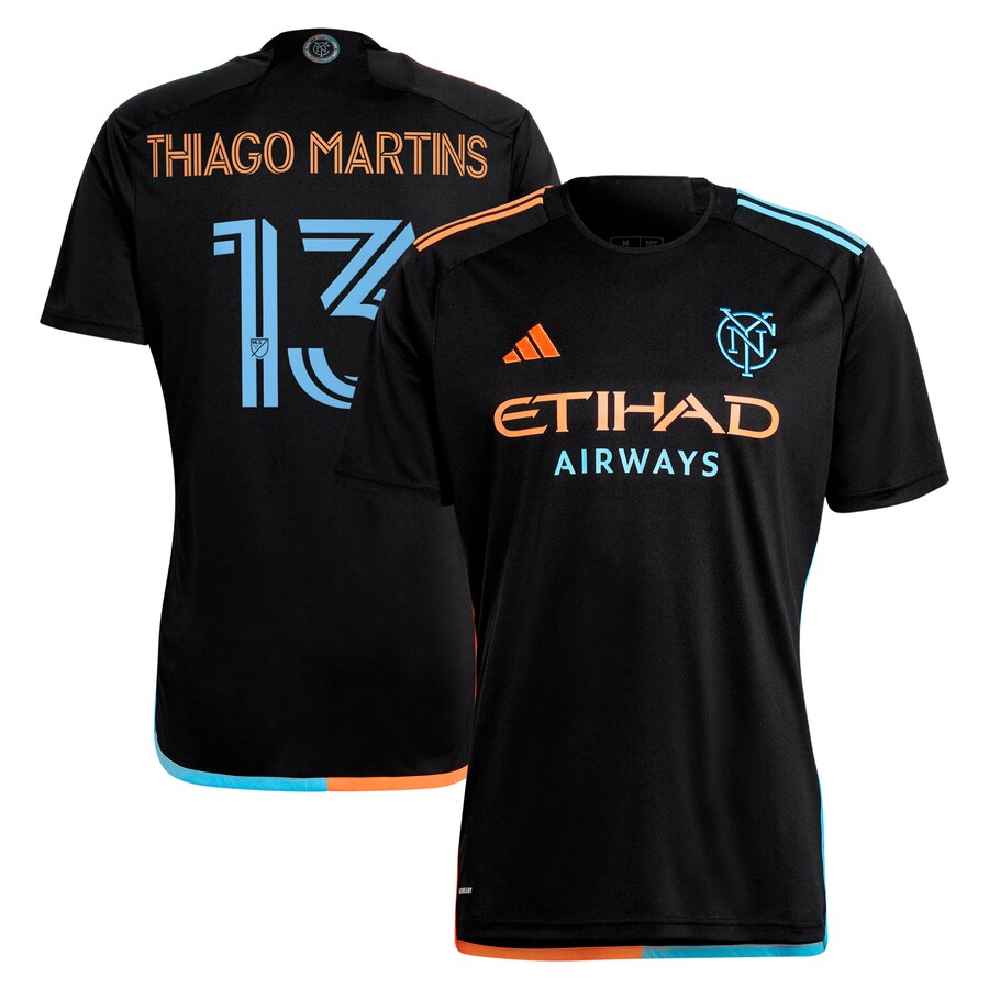 Men's New York City FC Thiago Martins adidas Black 2024 24/7 Kit Replica Player Jersey