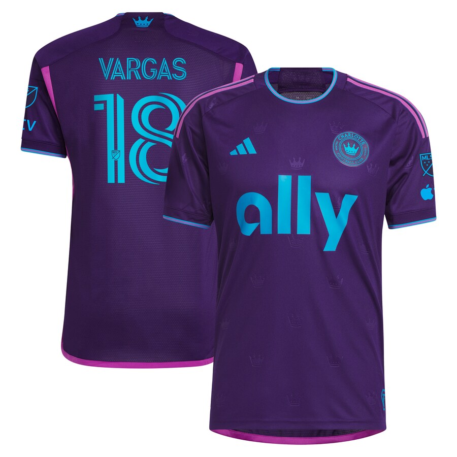 Men's Charlotte FC Kerwin Vargas adidas Purple 2023 Crown Jewel Kit Authentic Player Jersey