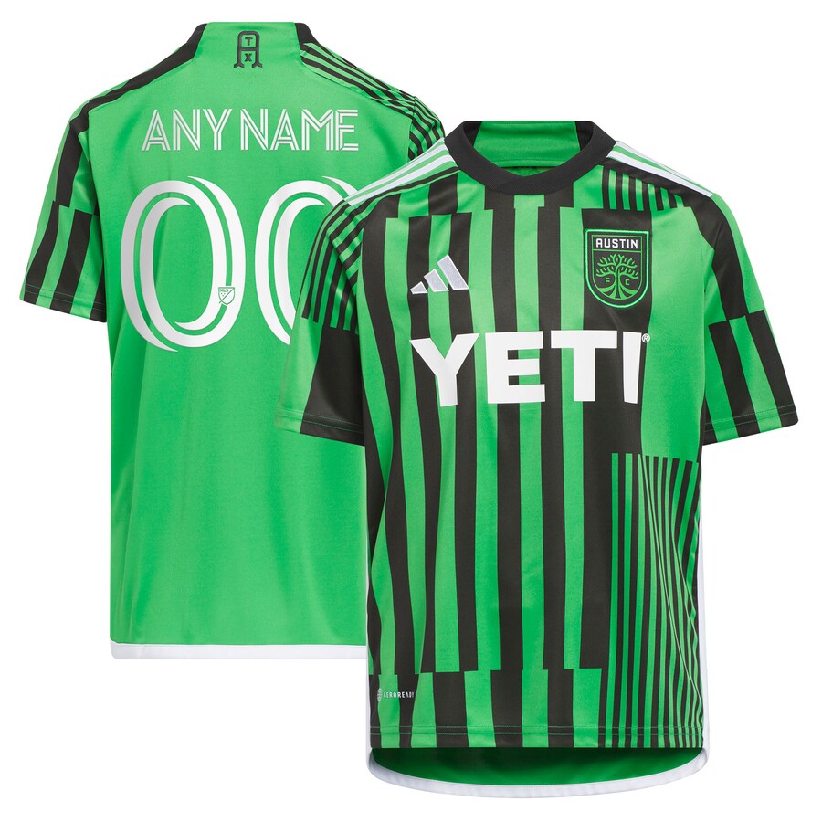 Youth Austin FC adidas Green 2023 Las Voces Kit Replica Custom Jersey