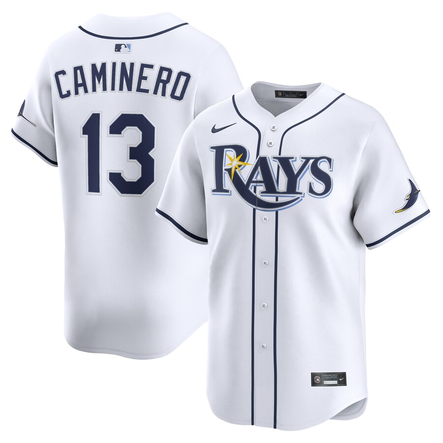 Men's Tampa Bay Rays Junior Caminero Nike White Home Limited Jersey