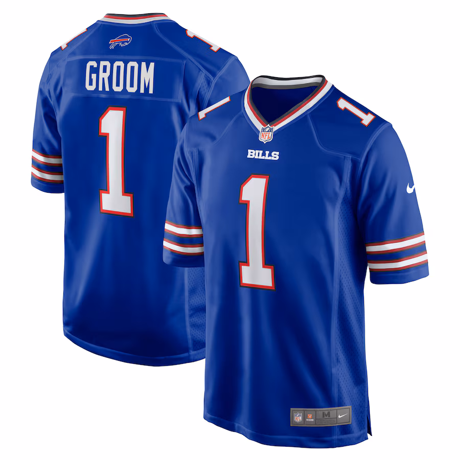 Men's Buffalo Bills Number 1 Groom Nike Royal Game Jersey