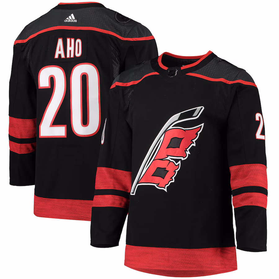 Men's Carolina Hurricanes Sebastian Aho adidas Black Home Primegreen Authentic Player Jersey