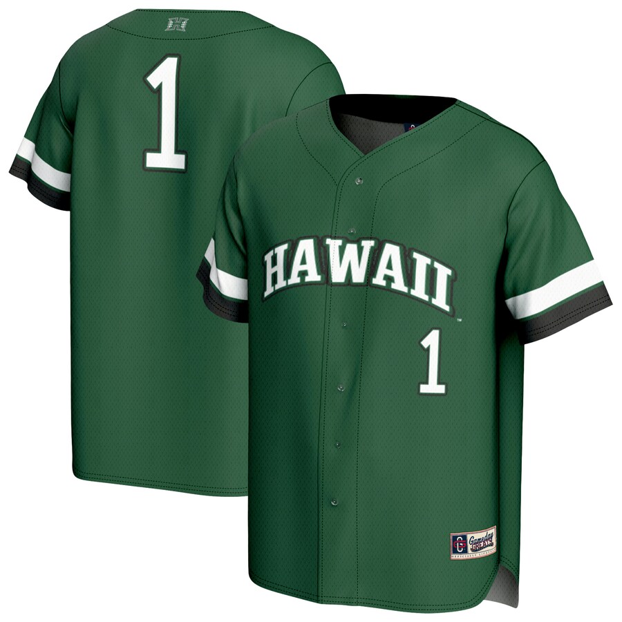 Unisex GameDay Greats #1 Green Hawaii Rainbow Warriors Lightweight Collegiate Baseball Fashion Jersey
