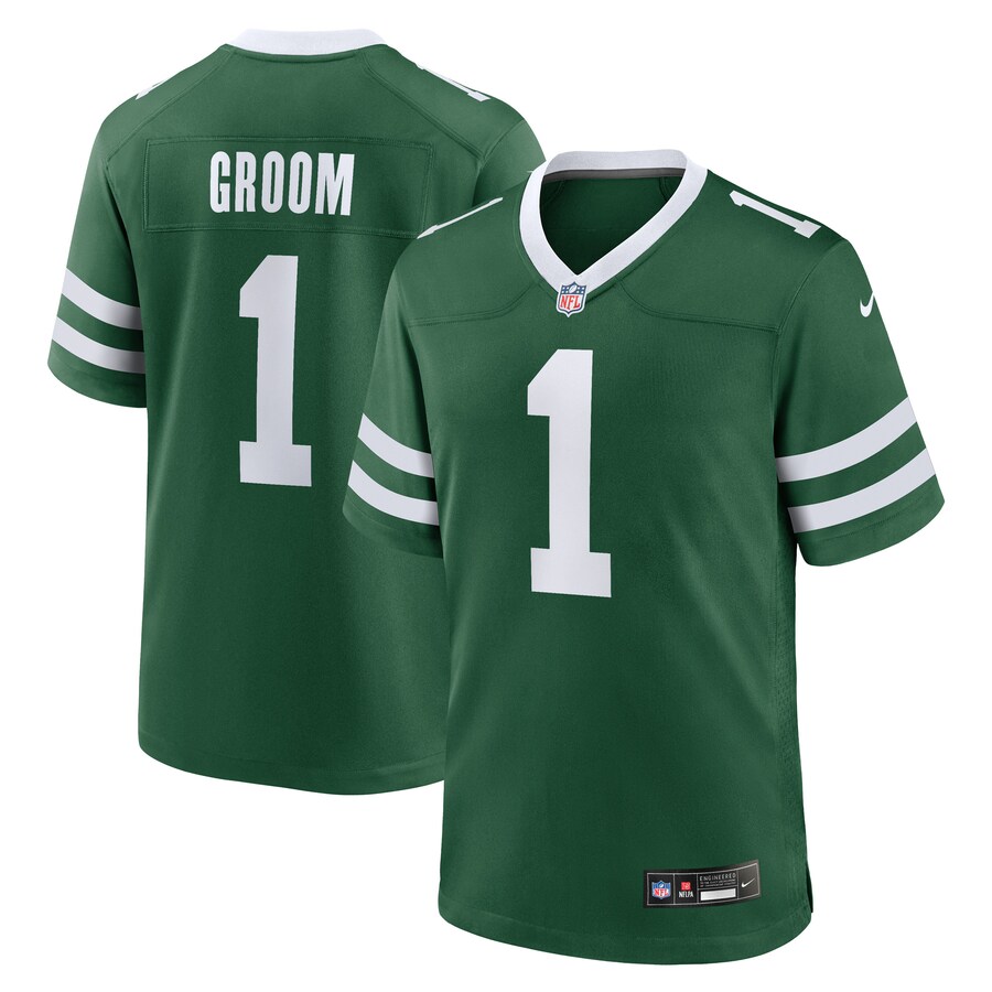 Men's New York Jets Number 1 Groom Nike Legacy Green Game Jersey