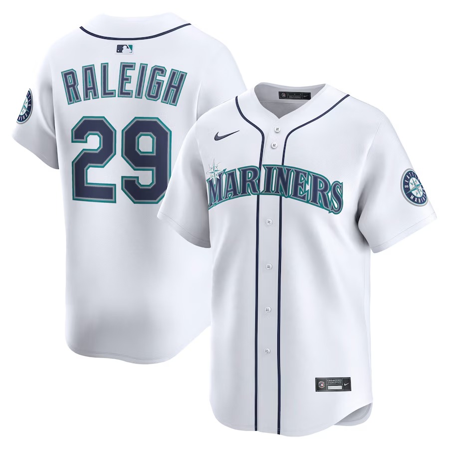 Men's Seattle Mariners Cal Raleigh Nike White Alternate Limited Player Jersey