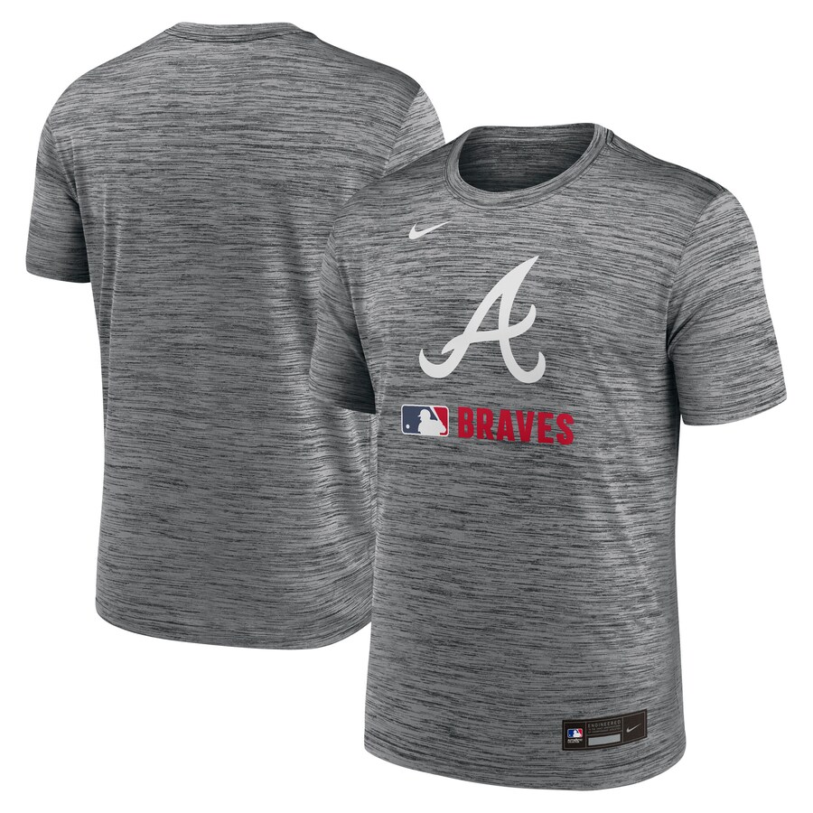Men's Atlanta Braves Nike Anthracite Authentic Collection Velocity Performance Practice T-Shirt