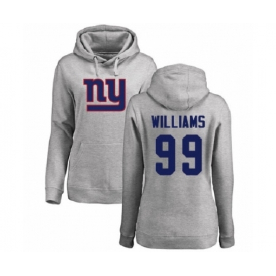 Football Women's New York Giants #99 Leonard Williams Ash Name & Number Logo Pullover Hoodie