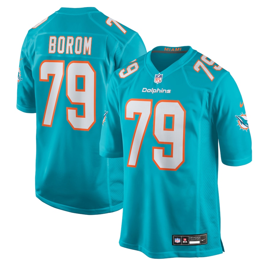 Men's Miami Dolphins Larry Borom Nike Aqua Team Game Jersey