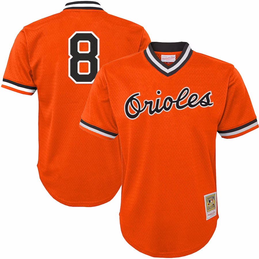 Youth Baltimore Orioles Cal Ripken Jr. Mitchell & Ness Orange Cooperstown Collection Mesh Batting Practice Jersey