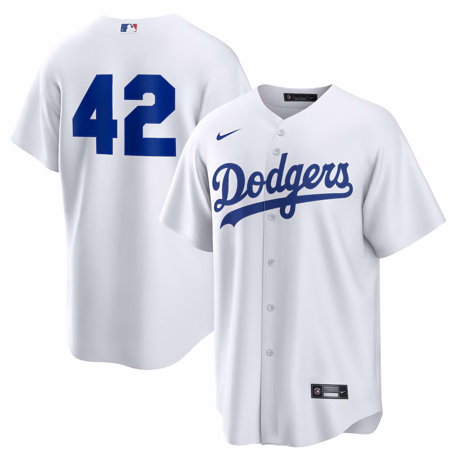 Men's Los Angeles Dodgers Nike White Home 2025 Jackie Robinson Day Replica Jersey