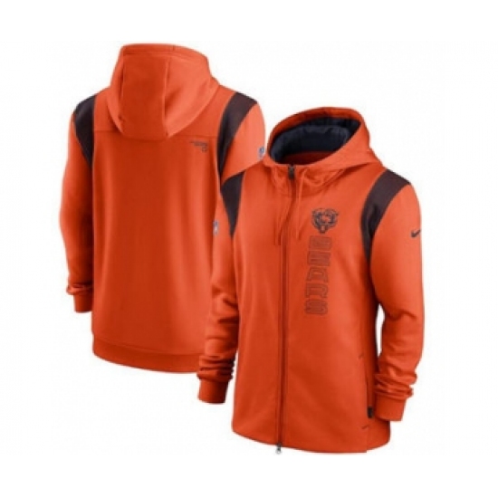 Men's Chicago Bears 2021 Orange Sideline Team Performance Full-Zip Hoodie