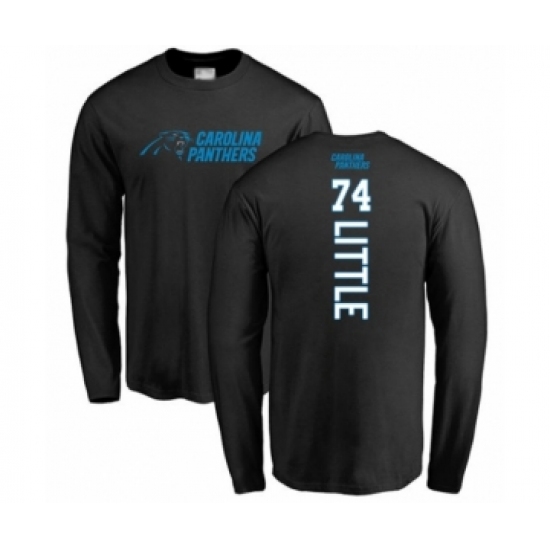 Football Carolina Panthers #74 Greg Little Black Backer Long Sleeve T-Shirt