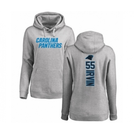 Football Women's Carolina Panthers #55 Bruce Irvin Ash Backer Pullover Hoodie