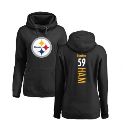 Football Women's Pittsburgh Steelers #59 Jack Ham Black Backer Pullover Hoodie