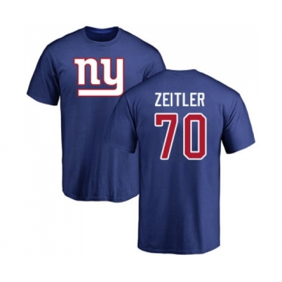 Football New York Giants #70 Kevin Zeitler Royal Blue Name & Number Logo T-Shirt