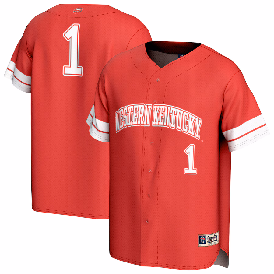 Unisex GameDay Greats #1 Red Western Kentucky Hilltoppers Lightweight Collegiate Baseball Fashion Jersey