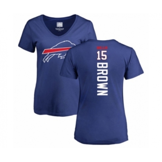Football Women's Buffalo Bills #15 John Brown Royal Blue Backer T-Shirt
